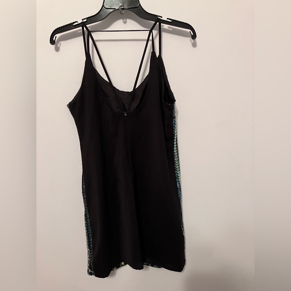 Glamorous Sequined Mini Dress Forever 21 Aqua Black Gold size L - Picture 5 of 6